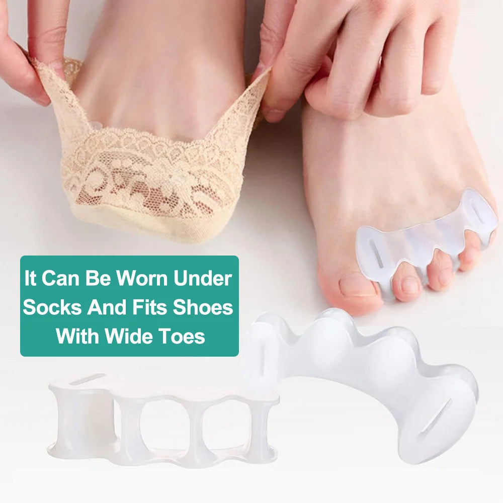 1Pair Gel Hard Silicone Toe Finger Separator 3 Hole Hallux Valgus Orthopedic Spacers Bunion Overlapping Hammer Foot Corrector