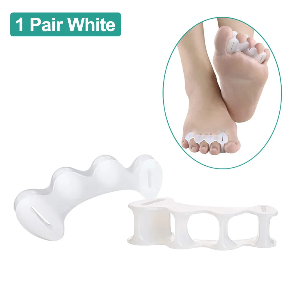 1Pair Gel Hard Silicone Toe Finger Separator 3 Hole Hallux Valgus Orthopedic Spacers Bunion Overlapping Hammer Foot Corrector