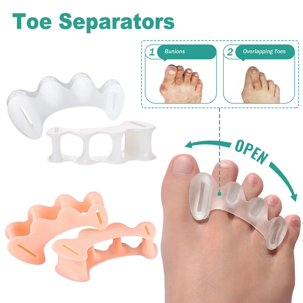 1Pair Gel Hard Silicone Toe Finger Separator 3 Hole Hallux Valgus Orthopedic Spacers Bunion Overlapping Hammer Foot Corrector