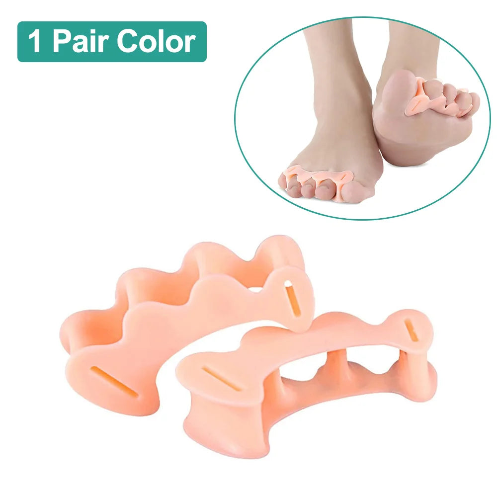 1Pair Gel Hard Silicone Toe Finger Separator 3 Hole Hallux Valgus Orthopedic Spacers Bunion Overlapping Hammer Foot Corrector
