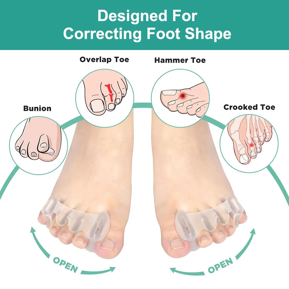 1Pair Gel Hard Silicone Toe Finger Separator 3 Hole Hallux Valgus Orthopedic Spacers Bunion Overlapping Hammer Foot Corrector