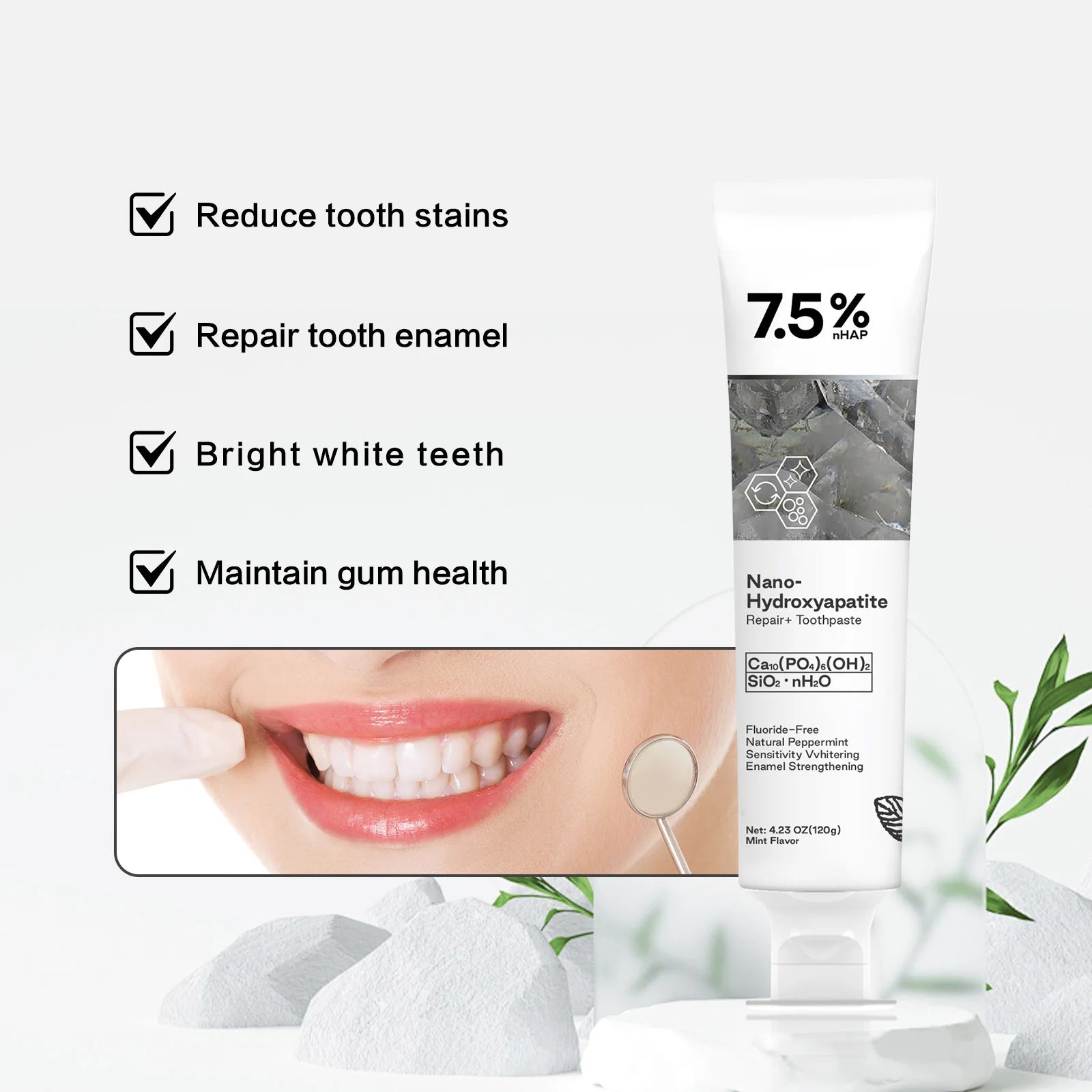 120g Nano Hydroxyapatite Toothpaste Remover Coffee/Tea Stain Improve Bad Breath Prevent Caries Fresh Breath Teeth Dental Care